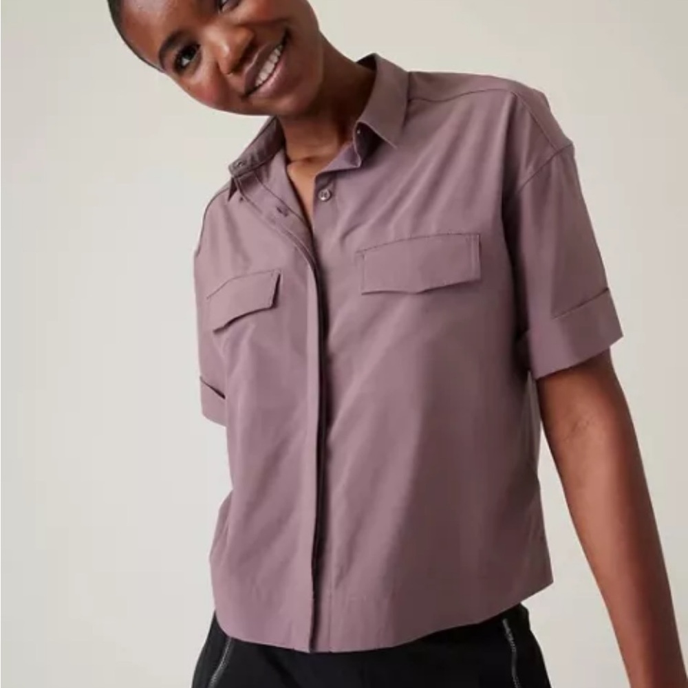 Athleta Hike Packable Button Down Top Damask Mauv… - image 2